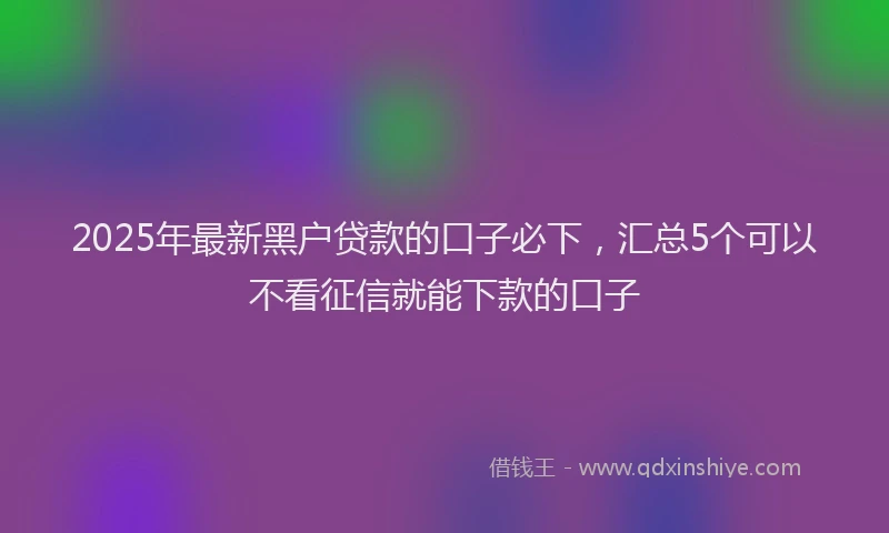 2025年最新黑户贷款的口子必下，汇总5个可以不看征信就能下款的口子