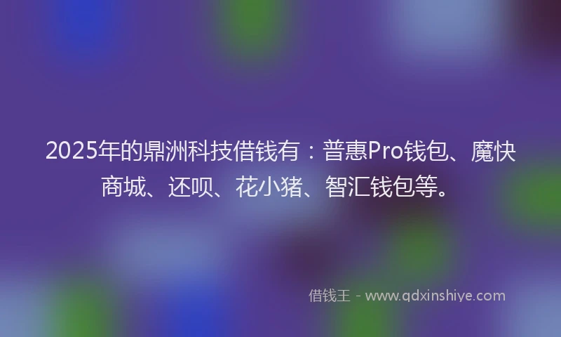 2025年的鼎洲科技借钱有：普惠Pro钱包、魔快商城、还呗、花小猪、智汇钱包等。