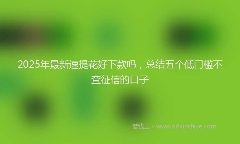 2025年最新速提花好下款吗，总结五个低门槛不查征信的口子