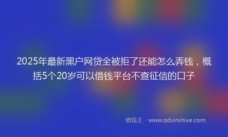 2025年最新黑户网贷全被拒了还能怎么弄钱，概括5个20岁可以借钱平台不查征信的口子