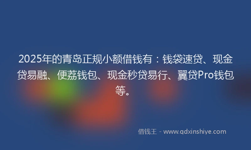 2025年的青岛正规小额借钱有：钱袋速贷、现金贷易融、便荔钱包、现金秒贷易行、翼贷Pro钱包等。