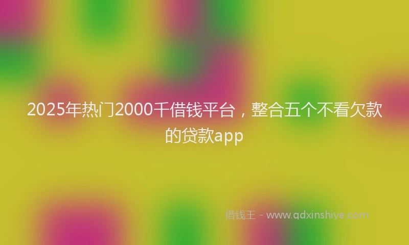 2025年热门2000千借钱平台，整合五个不看欠款的贷款app