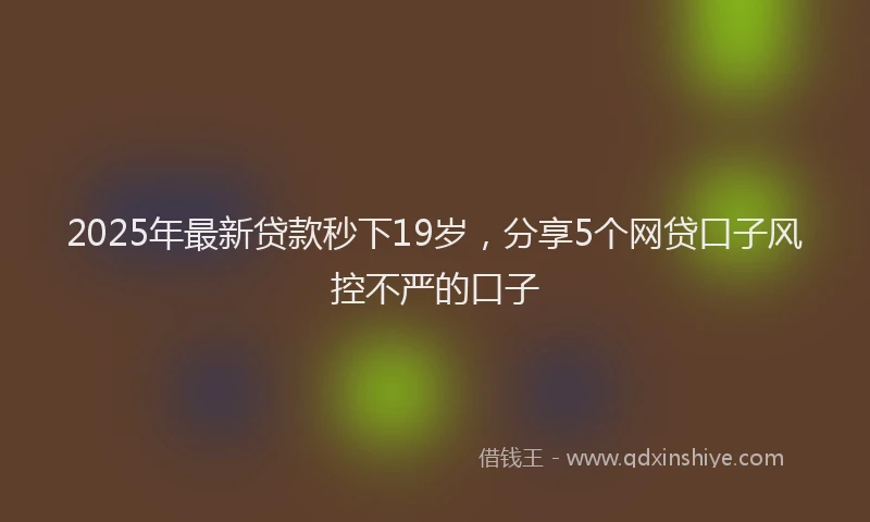 2025年最新贷款秒下19岁，分享5个网贷口子风控不严的口子