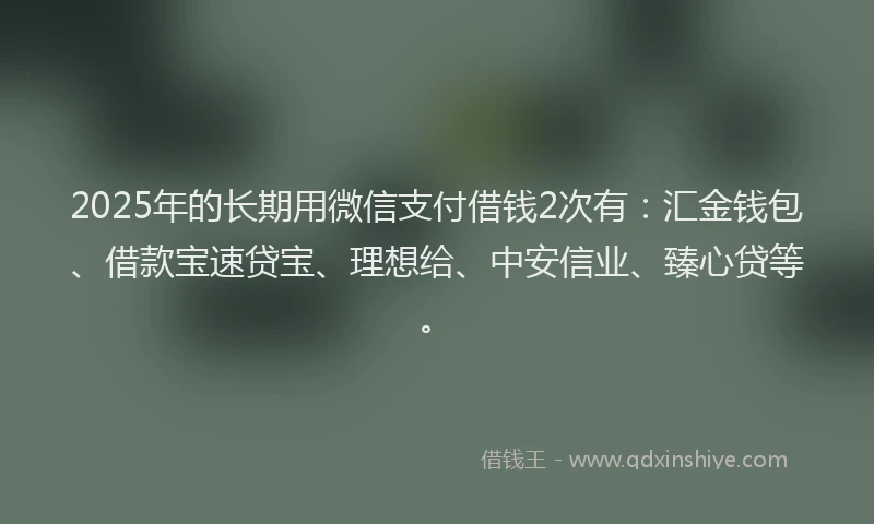 2025年的长期用微信支付借钱2次有：汇金钱包、借款宝速贷宝、理想给、中安信业、臻心贷等。