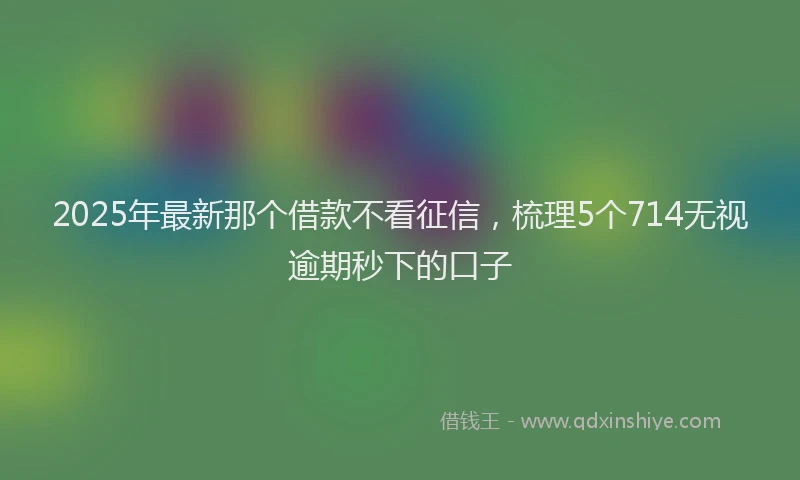 2025年最新那个借款不看征信，梳理5个714无视逾期秒下的口子