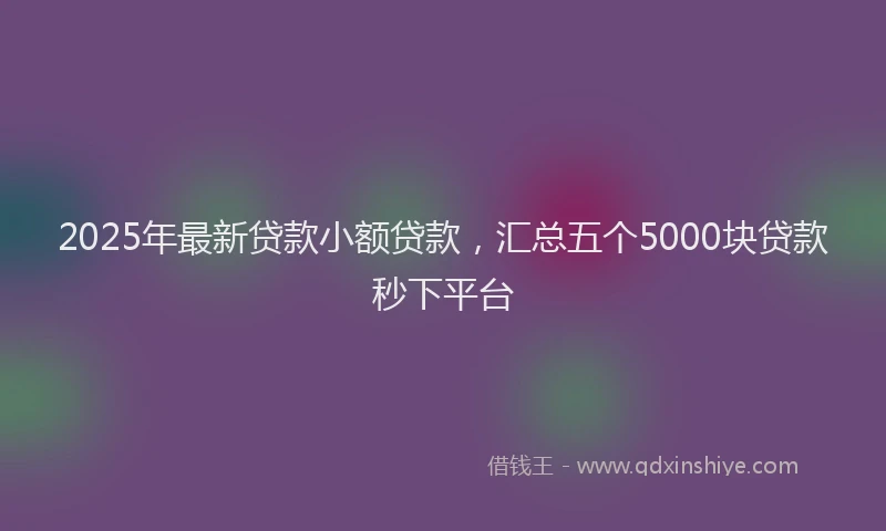 2025年最新贷款小额贷款，汇总五个5000块贷款秒下平台