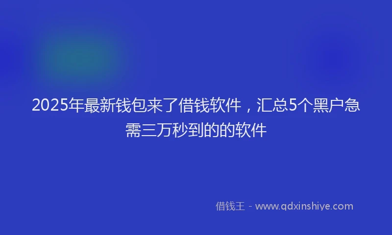 2025年最新钱包来了借钱软件，汇总5个黑户急需三万秒到的的软件