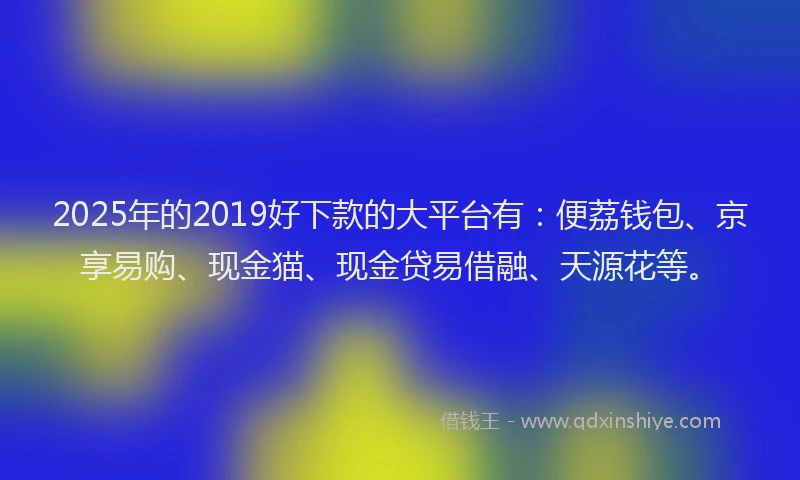 2025年的2019好下款的大平台有：便荔钱包、京享易购、现金猫、现金贷易借融、天源花等。