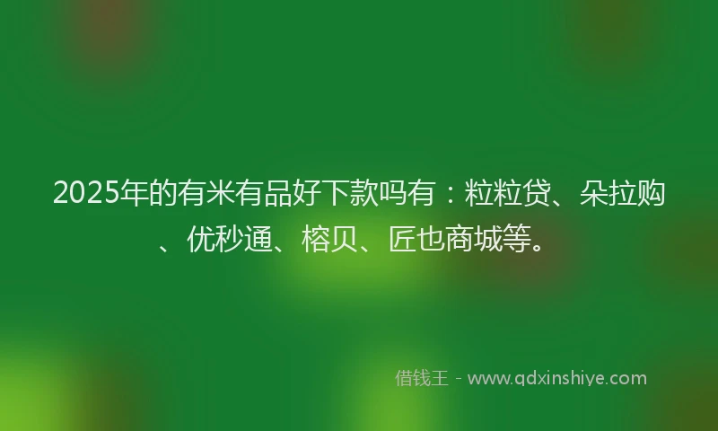 2025年的有米有品好下款吗有：粒粒贷、朵拉购、优秒通、榕贝、匠也商城等。