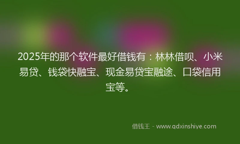 2025年的那个软件最好借钱有：林林借呗、小米易贷、钱袋快融宝、现金易贷宝融途、口袋信用宝等。