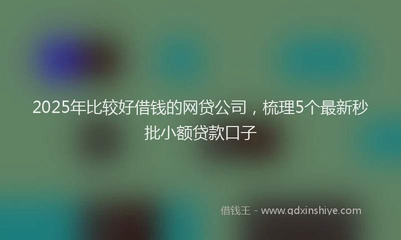 2025年比较好借钱的网贷公司，梳理5个最新秒批小额贷款口子