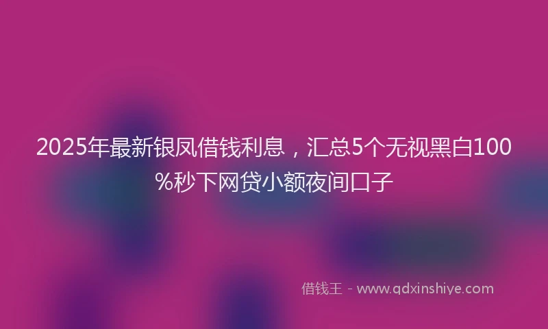 2025年最新银凤借钱利息，汇总5个无视黑白100%秒下网贷小额夜间口子