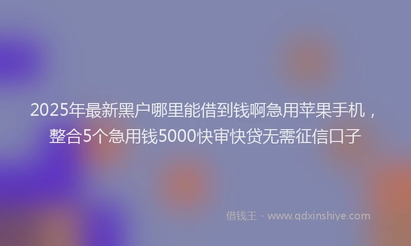 2025年最新黑户哪里能借到钱啊急用苹果手机，整合5个急用钱5000快审快贷无需征信口子