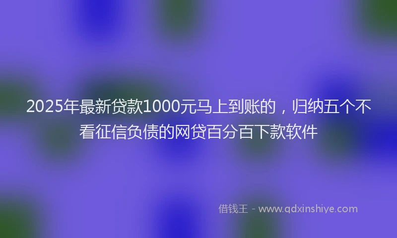 2025年最新贷款1000元马上到账的，归纳五个不看征信负债的网贷百分百下款软件