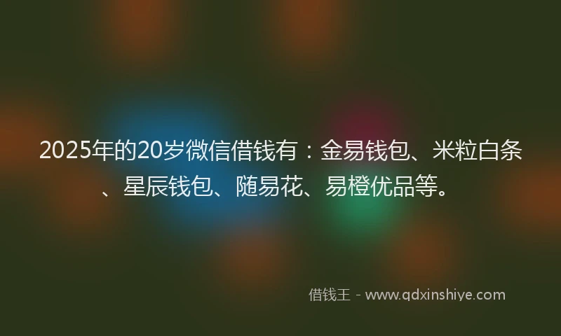 2025年的20岁微信借钱有：金易钱包、米粒白条、星辰钱包、随易花、易橙优品等。