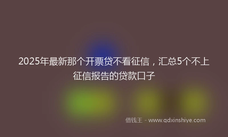 2025年最新那个开票贷不看征信，汇总5个不上征信报告的贷款口子
