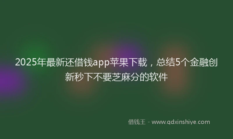 2025年最新还借钱app苹果下载，总结5个金融创新秒下不要芝麻分的软件