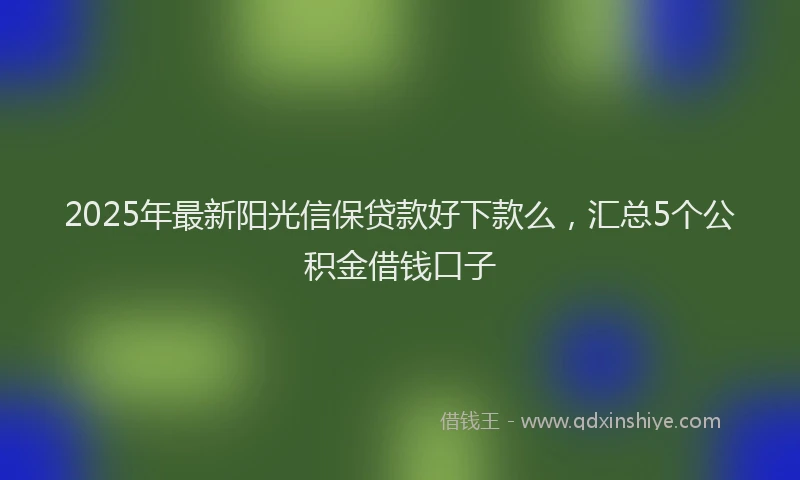 2025年最新阳光信保贷款好下款么，汇总5个公积金借钱口子