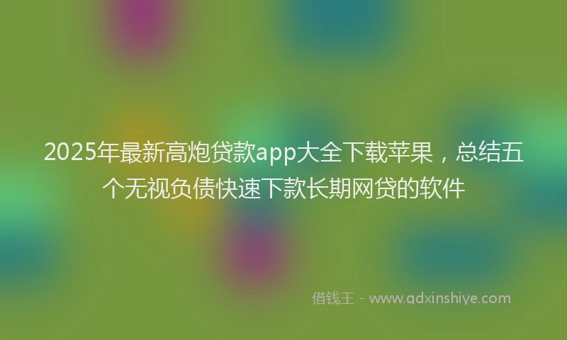 2025年最新高炮贷款app大全下载苹果，总结五个无视负债快速下款长期网贷的软件