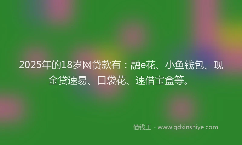 2025年的18岁网贷款有：融e花、小鱼钱包、现金贷速易、口袋花、速借宝盒等。