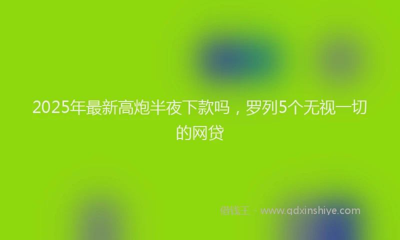 2025年最新高炮半夜下款吗，罗列5个无视一切的网贷