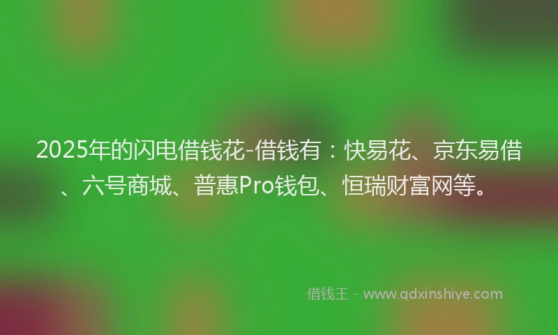 2025年的闪电借钱花-借钱有：快易花、京东易借、六号商城、普惠Pro钱包、恒瑞财富网等。