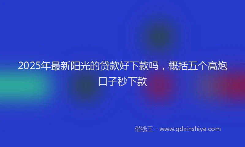 2025年最新阳光的贷款好下款吗，概括五个高炮口子秒下款
