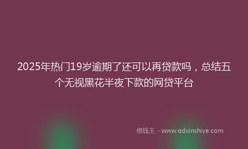 2025年热门19岁逾期了还可以再贷款吗，总结五个无视黑花半夜下款的网贷平台