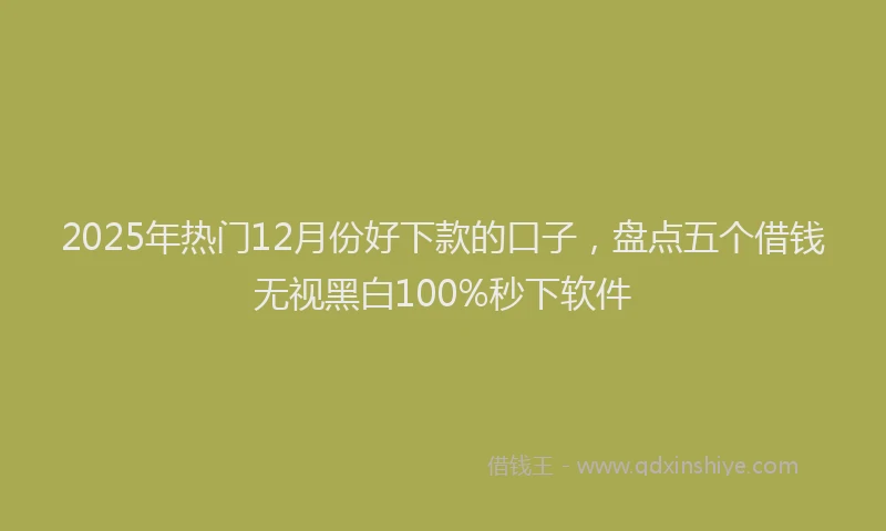 2025年热门12月份好下款的口子，盘点五个借钱无视黑白100%秒下软件