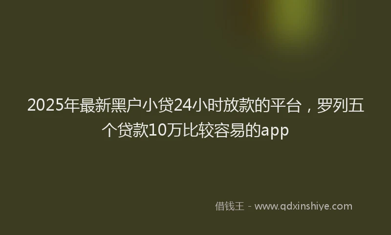 2025年最新黑户小贷24小时放款的平台，罗列五个贷款10万比较容易的app