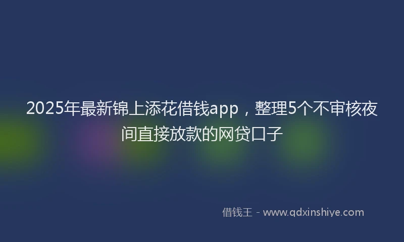 2025年最新锦上添花借钱app，整理5个不审核夜间直接放款的网贷口子