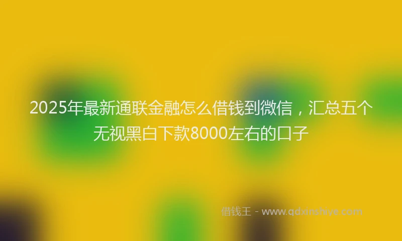 2025年最新通联金融怎么借钱到微信，汇总五个无视黑白下款8000左右的口子