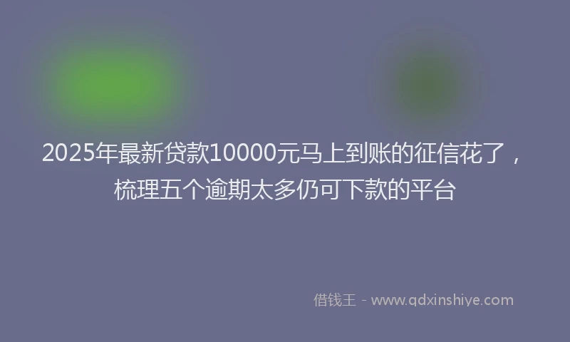 2025年最新贷款10000元马上到账的征信花了，梳理五个逾期太多仍可下款的平台