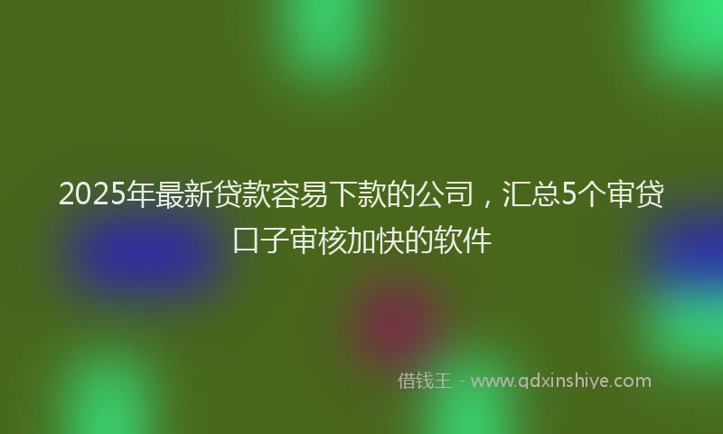 2025年最新贷款容易下款的公司，汇总5个审贷口子审核加快的软件