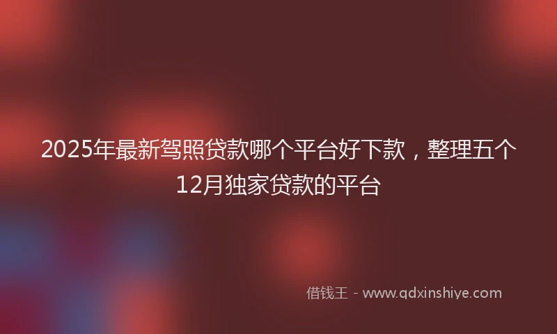 2025年最新驾照贷款哪个平台好下款，整理五个12月独家贷款的平台