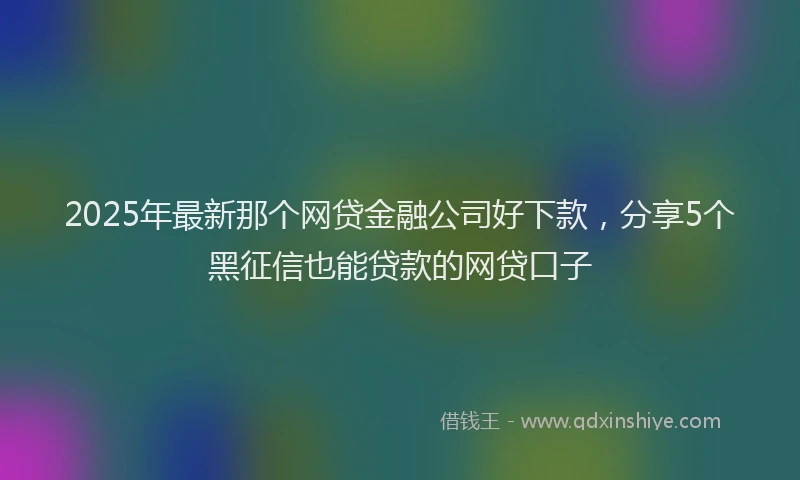 2025年最新那个网贷金融公司好下款，分享5个黑征信也能贷款的网贷口子