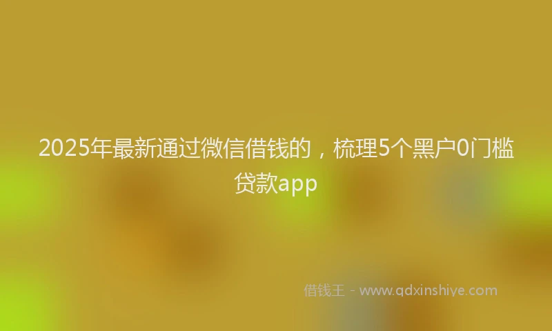 2025年最新通过微信借钱的，梳理5个黑户0门槛贷款app