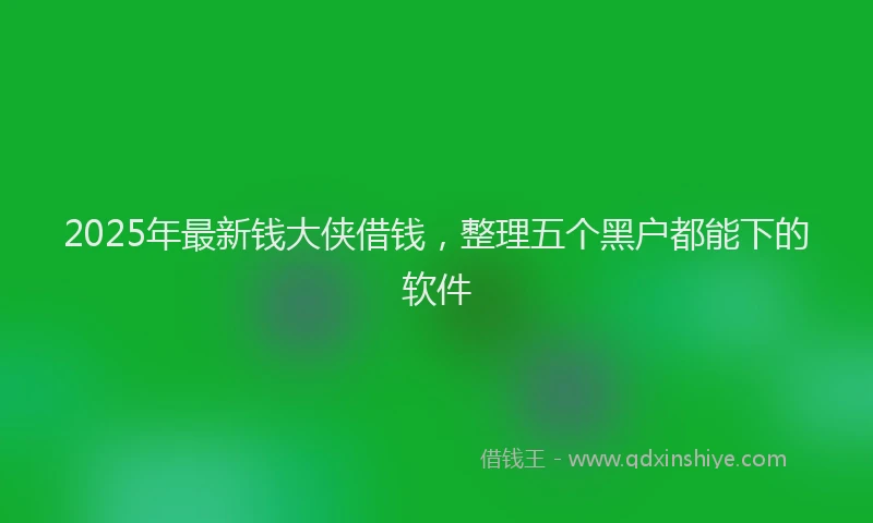 2025年最新钱大侠借钱，整理五个黑户都能下的软件