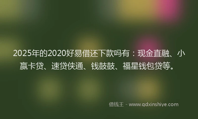 2025年的2020好易借还下款吗有：现金直融、小赢卡贷、速贷侠通、钱鼓鼓、福星钱包贷等。