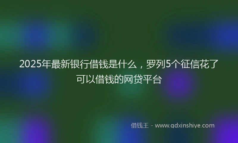 2025年最新银行借钱是什么，罗列5个征信花了可以借钱的网贷平台