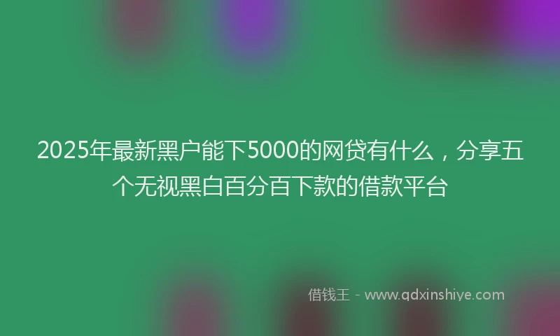 2025年最新黑户能下5000的网贷有什么，分享五个无视黑白百分百下款的借款平台