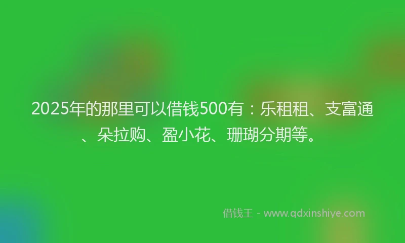 2025年的那里可以借钱500有：乐租租、支富通、朵拉购、盈小花、珊瑚分期等。