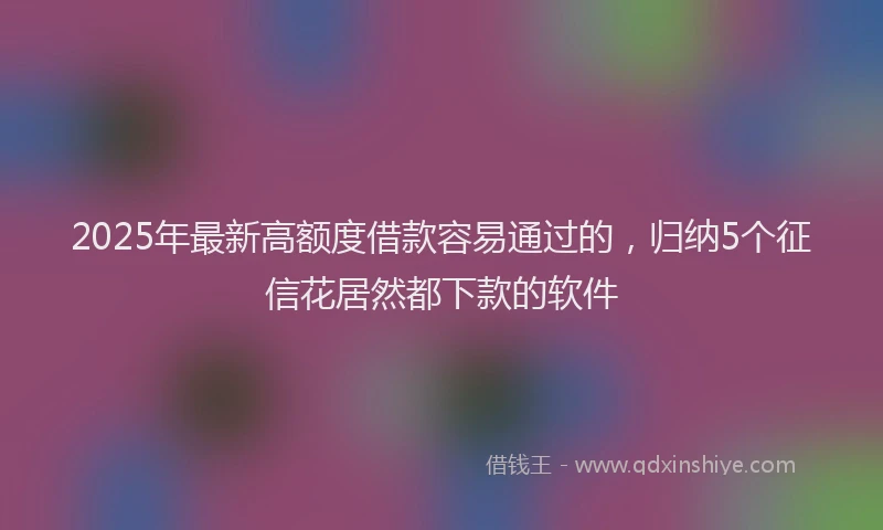 2025年最新高额度借款容易通过的，归纳5个征信花居然都下款的软件