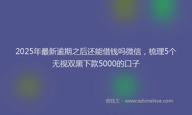 2025年最新逾期之后还能借钱吗微信，梳理5个无视双黑下款5000的口子