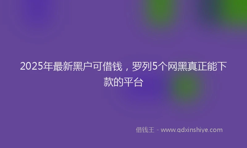 2025年最新黑户可借钱，罗列5个网黑真正能下款的平台