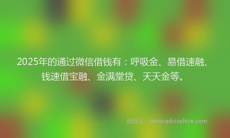 2025年的通过微信借钱有：呼吸金、易借速融、钱速借宝融、金满堂贷、天天金等。