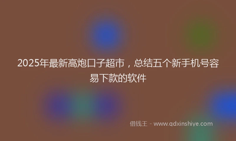 2025年最新高炮口子超市，总结五个新手机号容易下款的软件
