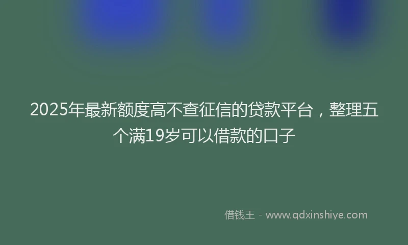 2025年最新额度高不查征信的贷款平台，整理五个满19岁可以借款的口子