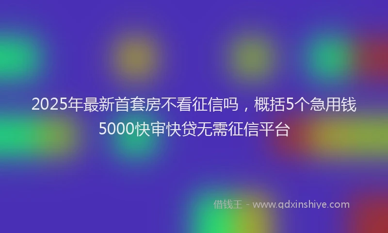 2025年最新首套房不看征信吗，概括5个急用钱5000快审快贷无需征信平台