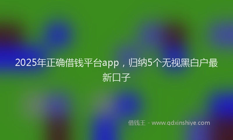 2025年正确借钱平台app，归纳5个无视黑白户最新口子